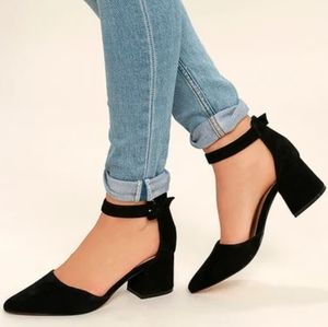 Steve Madden Dainna Black Suede Leather Ankle Strap Heels - 5M